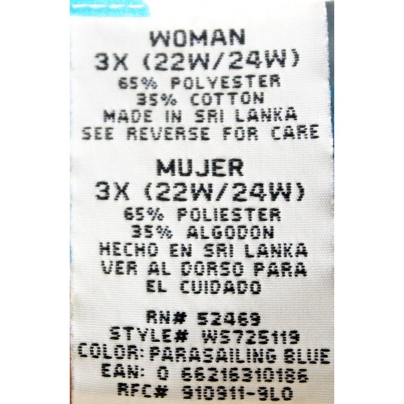 White Stage Woman's Sleeveless Collard Button Up Floral White Blue 3XL Tropical - Picture 10 of 11